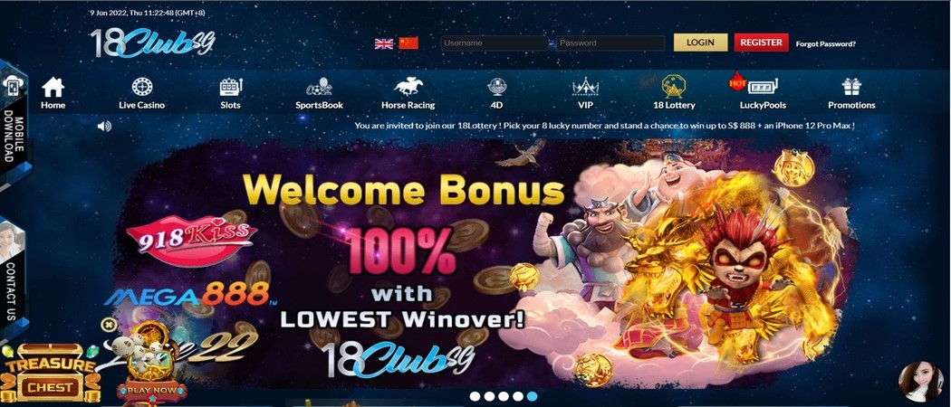 18ClubSG Online Casino Singapore Website Homepage